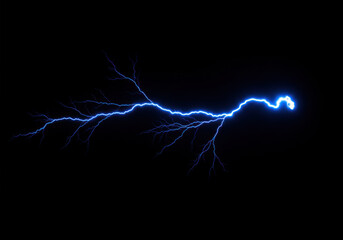 Lightning strikes across the dark night sky, illuminating the storm clouds in a dazzling display of nature's power.