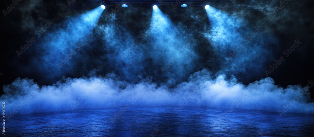 Poster enigmatic stage with atmospheric fog and captivating illumination emanating from above