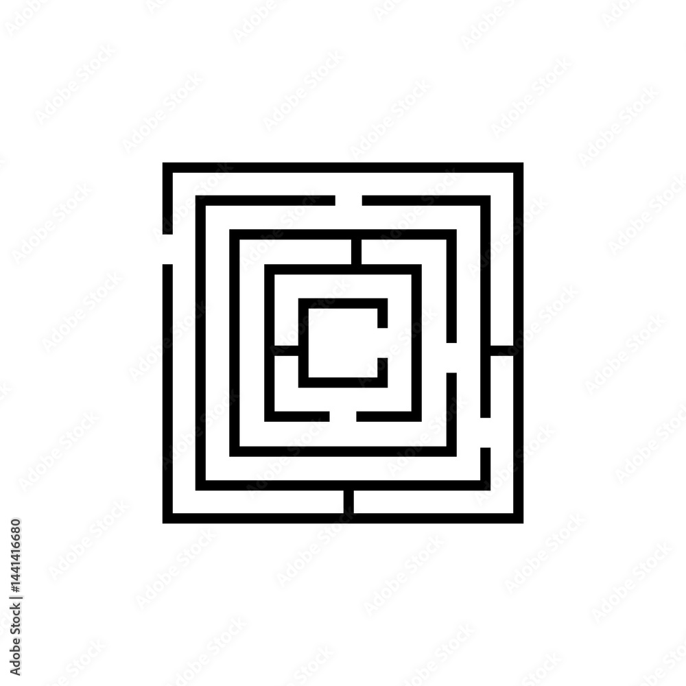 Aufkleber labyrinth icon vector flat thin line, simple illustration for web and app..eps