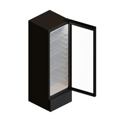 Medium Size Showcase Display Cooler Isometric View Open Door