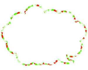 ステンドグラス風吹き出し　三角形模様　丸みのある雲形