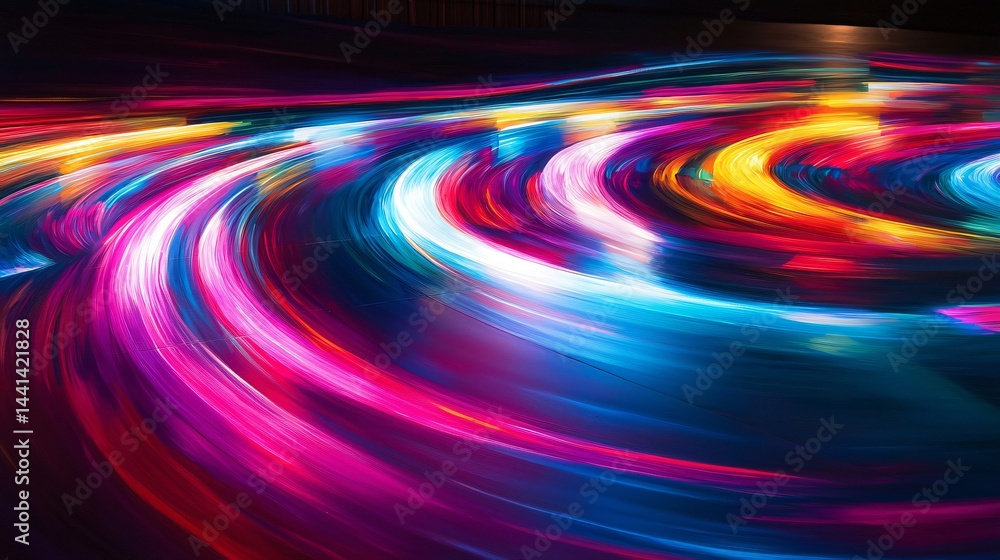 Poster ethereal swirling patterns of colorful light capturing the essence of movement and fluidity in an ab