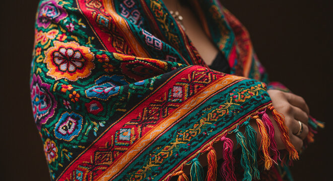 Colorful ethnic shawl textile pattern design traditional fashion style clothing