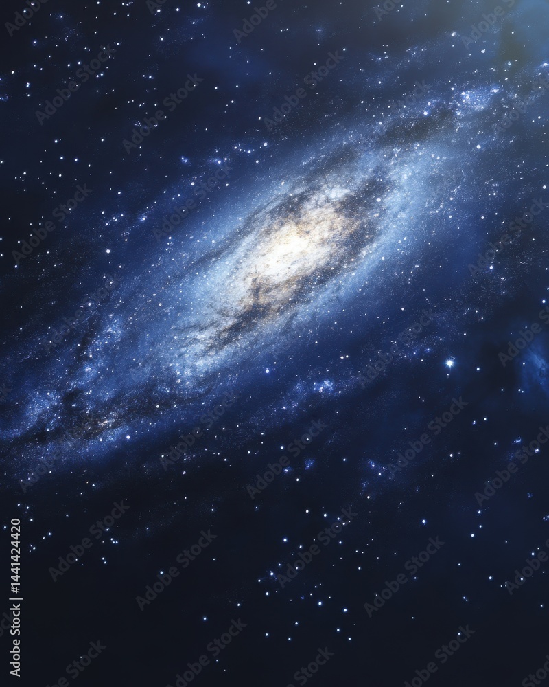 Wall mural majestic celestial panorama showcasing the vastness of the cosmos with a spiral galaxy of countless 