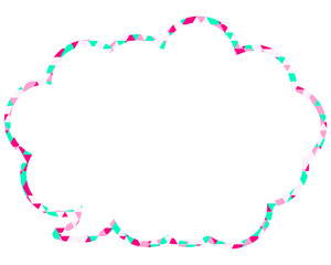 ステンドグラス風吹き出し　三角形模様　丸みのある雲形