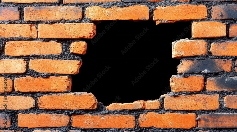 Poster textured brick wall with a dark open space creating a unique and artistic background for creative pr