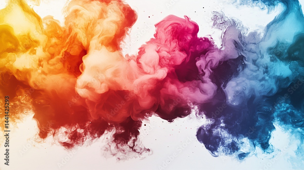 Poster a beautifully formed colorful smoke cloud swirling together in a dynamic display of abstract shapes 