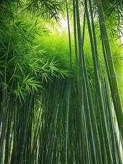 Fototapeta premium Bamboo leaves foreground