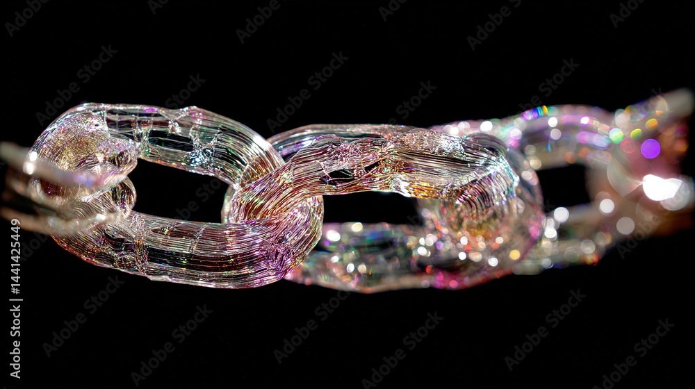 Poster close-up view of a shimmering chain link.