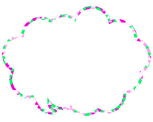 ステンドグラス風吹き出し　三角形模様　丸みのある雲形