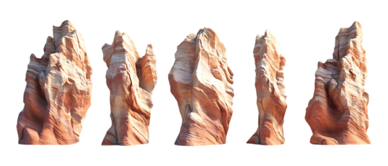 Pack of Canyons Against Transparent Background for Nature Branding, Travel Promotion, or Landscape Design Projects