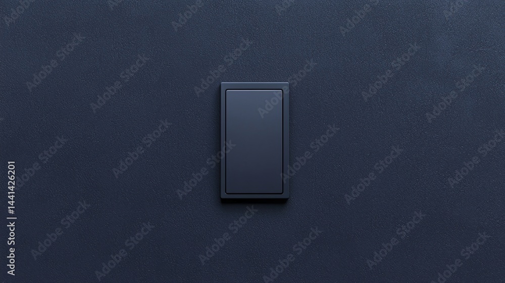Poster minimalist black light switch on a textured dark wall, centered and surrounded by negative space.