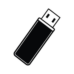 Black silhouette of a USB flash drive vector Art & Illustration