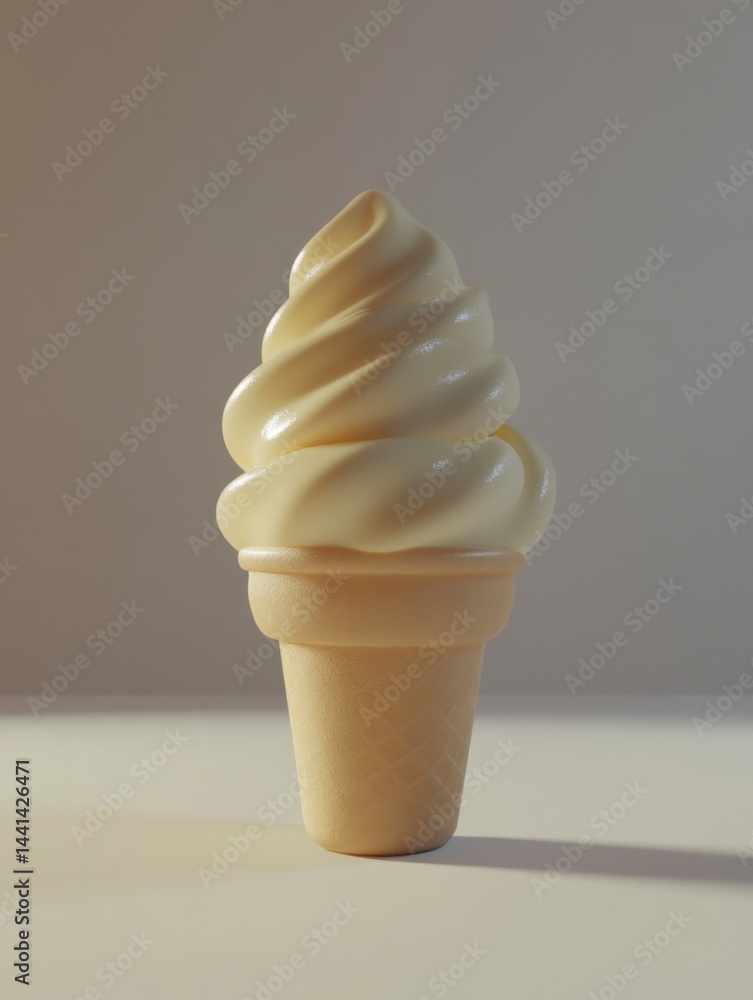 Aufkleber creamy vanilla soft serve ice cream cone on a neutral background capturing the smooth texture and in