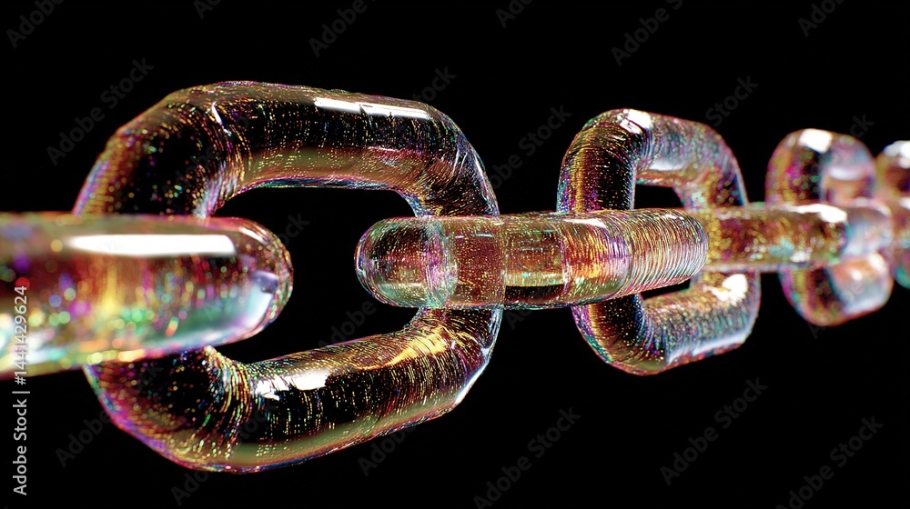 Aufkleber abstract chain links with iridescent effects.