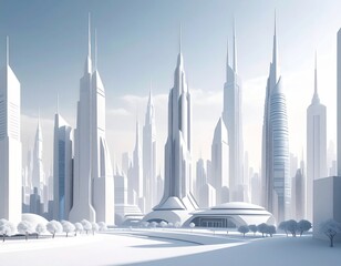 Obraz premium 白 都市