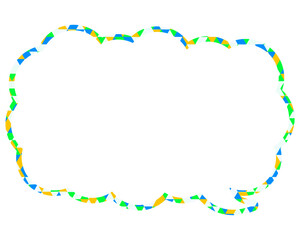 ステンドグラス風吹き出し　三角形模様　細長い雲形