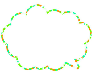 ステンドグラス風吹き出し　三角形模様　丸みのある雲形