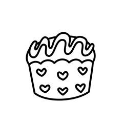 Doodle Kawaii Cupcake Line Art vector for coloring page