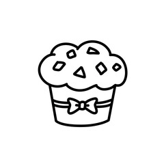 Cupcake, line art, doodle, hand drawn, illustration, simple, black and white, cute, sketch, minimalist, clip art, outline, drawing, whimsical, vector, icon, dessert, sweet, bakery, coloring page