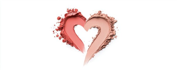 Heart shape created with makeup powders and pigments.