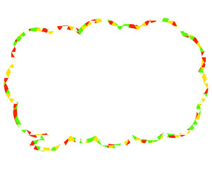 ステンドグラス風吹き出し　三角形模様　細長い雲形