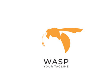 Wasp logo silhouette design, wasp silhouette with simple and minimalist design, flat vector illustration template