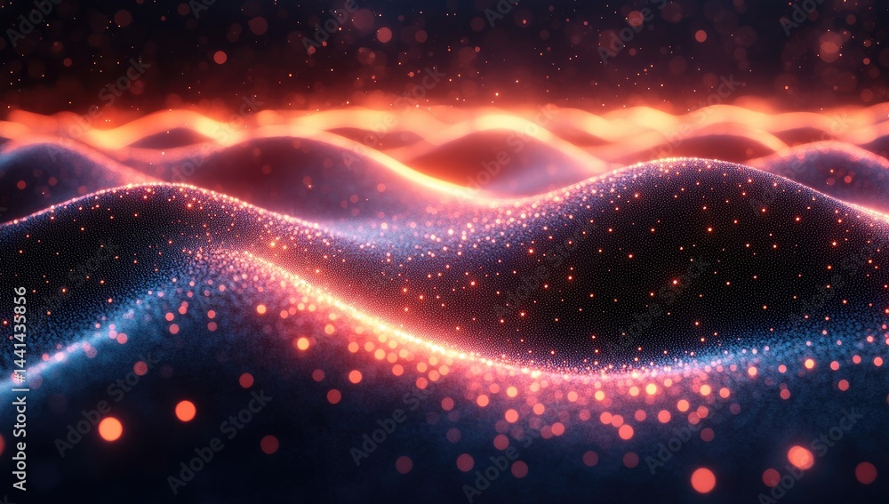 Poster abstract digital illustration of undulating patterns.