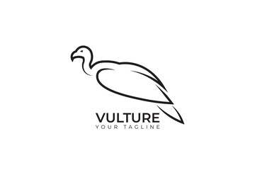 Vulture bird logo silhouette design, vulture bird silhouette with simple design, flat vector illustration template