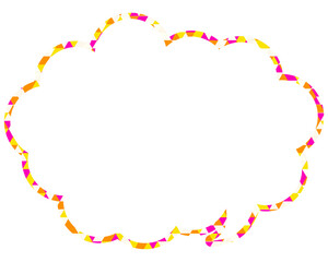 ステンドグラス風吹き出し　三角形模様　丸みのある雲形