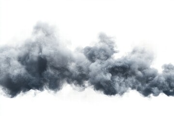 Naklejka premium Dark Smoke Plume Rising Against White Background for Dramatic Effect