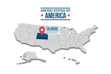 Colorado Highlighted On A 3D Map Of The United States Of America