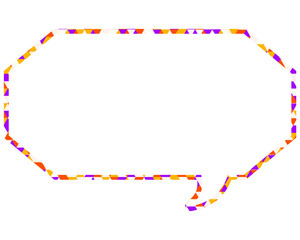 ステンドグラス風吹き出し　三角形模様　細長い八角形
