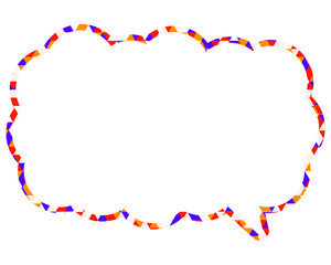 ステンドグラス風吹き出し　三角形模様　細長い雲形