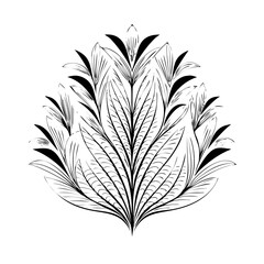 Vector gold leaves on white background isolated. Wavy drawn line branches, nature, plants luxury design elements. Modern floral art deco seamless pattern. Vector damask illustration with leaves. 