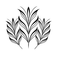 Vector gold leaves on white background isolated. Wavy drawn line branches, nature, plants luxury design elements. Modern floral art deco seamless pattern. Vector damask illustration with leaves. 