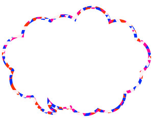 ステンドグラス風吹き出し　三角形模様　丸みのある雲形