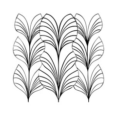 Vector gold leaves on white background isolated. Wavy drawn line branches, nature, plants luxury design elements. Modern floral art deco seamless pattern. Vector damask illustration with leaves. 