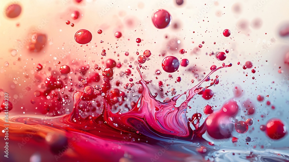 Poster captivating image of water and red liquid blending together in a dynamic display of color and moveme