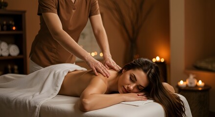 Obraz premium Relaxing Back Massage Experience Ultimate Tranquility and Stress Relief at a Luxurious Spa