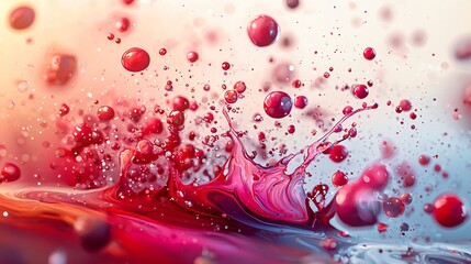 Captivating image of water and red liquid blending together in a dynamic display of color and movement creating a stunning visual effect