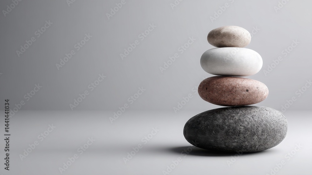 Poster a stack of rocks symbolizing stability and balance in nature representing wealth redistribution and 