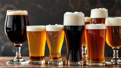 Craft Beer Selection, Multiple Glasses, Ready to Enjoy