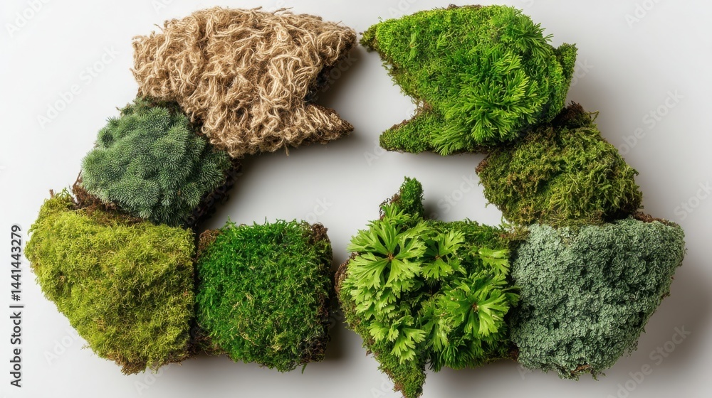 Poster diverse collection of different types of moss highlighting the importance of biodiversity in circula