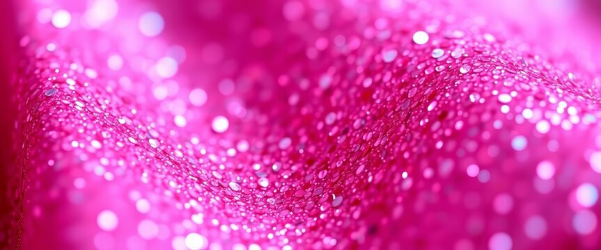 Fototapeta Close-up of shimmering pink glitter, blurred edges, selective focus, cosmetics