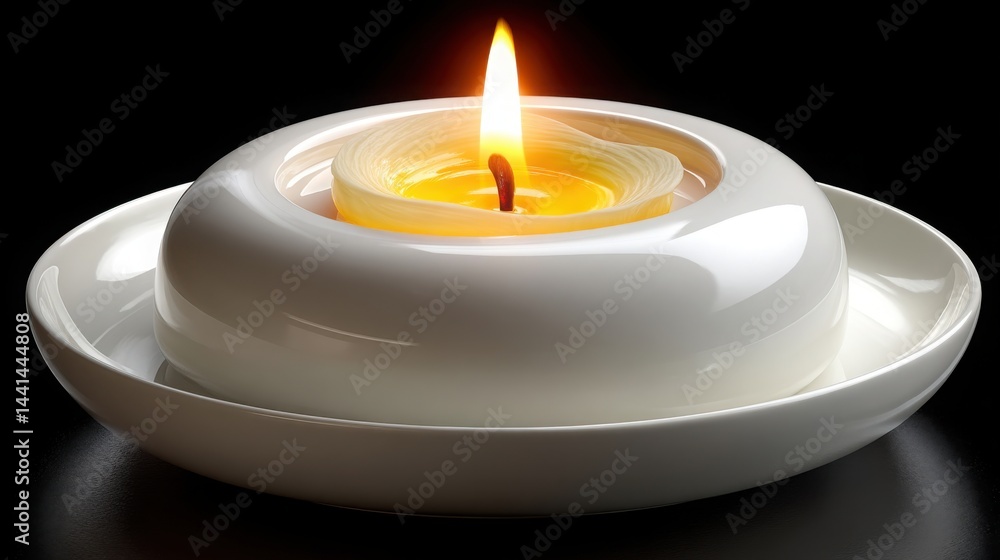 Poster candle placed in a white bowl illustrating inside day breakout concept with small range candle setup