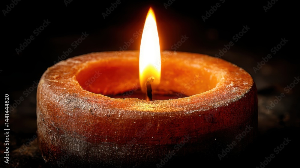 Poster candle burning in darkness representing inside day breakout concept with small range candle setup an