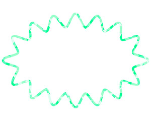 ステンドグラス風吹き出し　三角形模様　細長い丸みのあるギザギザした形