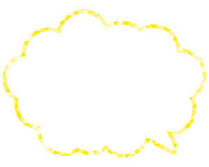 ステンドグラス風吹き出し　三角形模様　丸みのある雲形