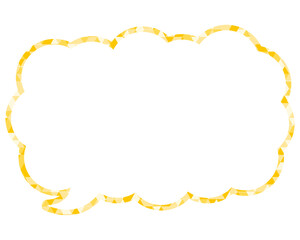 ステンドグラス風吹き出し　三角形模様　細長い雲形